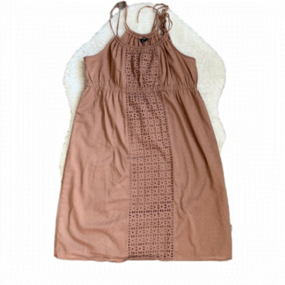 J. Crew Tan Summer Spaghetti Strap Eyelet Dress Size Medium